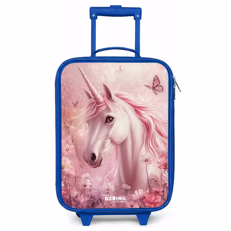 Kids’ Suitcase - Blue - Unicorn - Pink - Butterflies - Flowers — 1