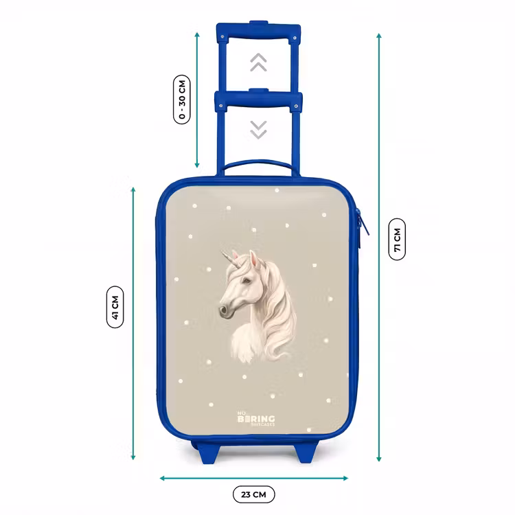 Kids’ Suitcase - Blue - Unicorn surrounded by polka dots in neutral colors — 8
