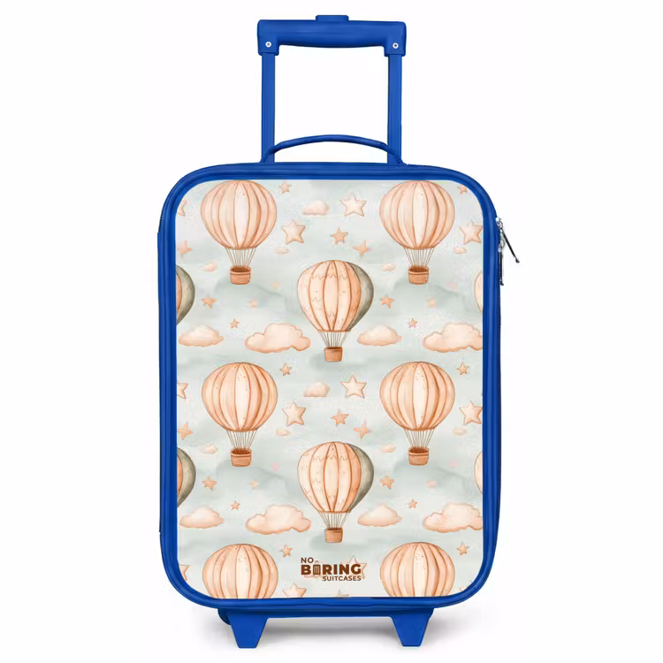 Kids’ Suitcase - Blue - Vintage hot air balloons in sepia with clouds and stars — 1