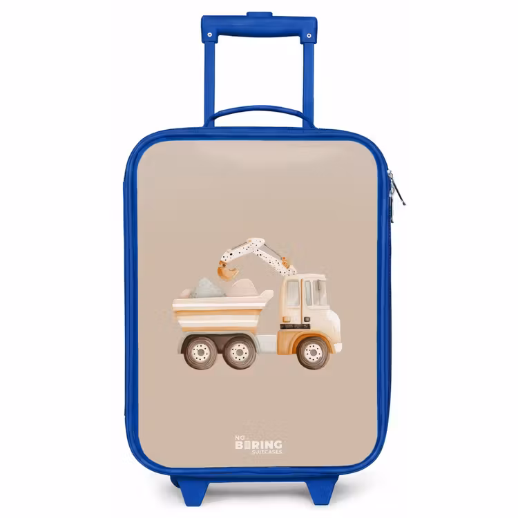 Kids’ Suitcase - Blue - Yellow dump truck in neutral colors — 1