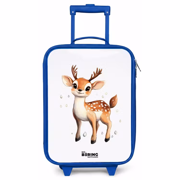 Kids’ Suitcase - Blue - Young deer with antlers and white dots — 1