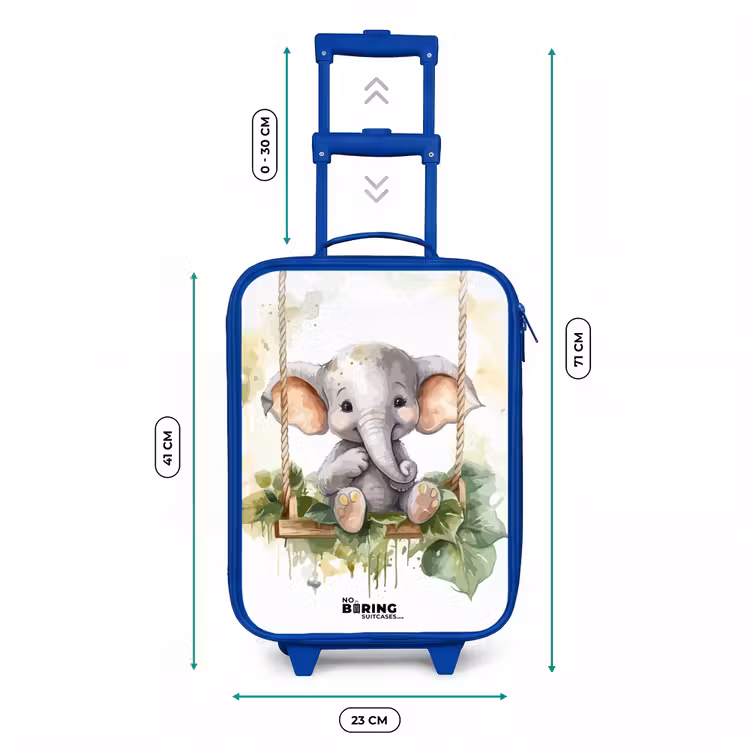 Kids’ Suitcase - Blue - Young elephant on a swing watercolor drawing — 8
