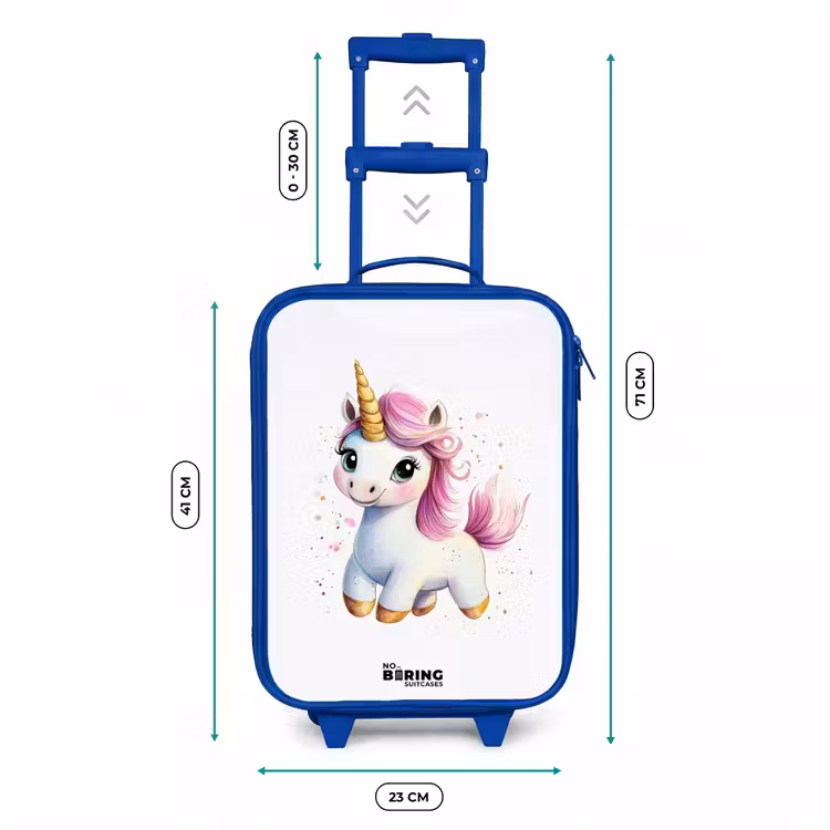 Kids’ Suitcase - Blue - White unicorn with pink mane — 8