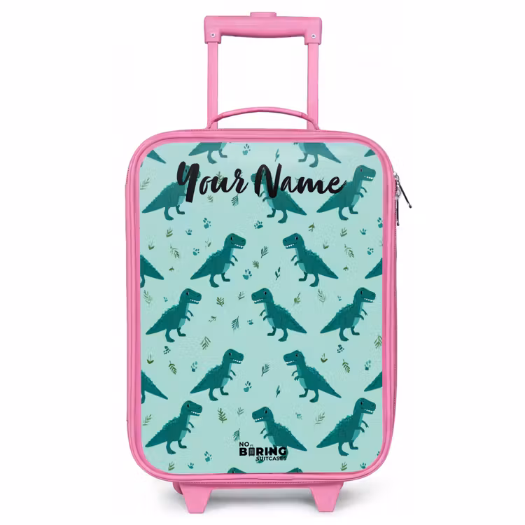 Kids' Suitcases with name Pink - Dinos - Pattern - Green — 1