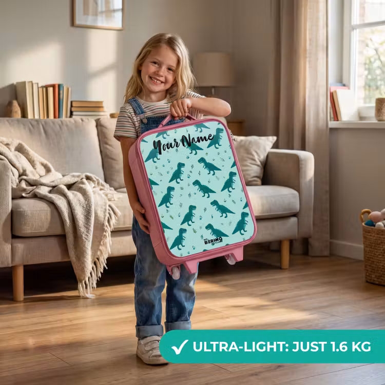 Kids' Suitcases with name Pink - Dinos - Pattern - Green — 2