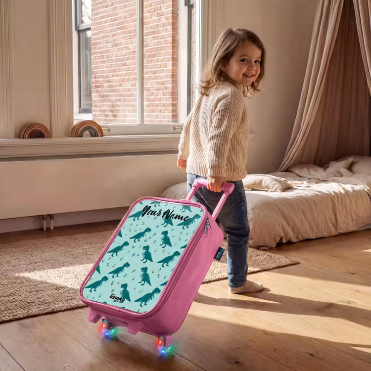 Kids' Suitcases with name Pink - Dinos - Pattern - Green — 3