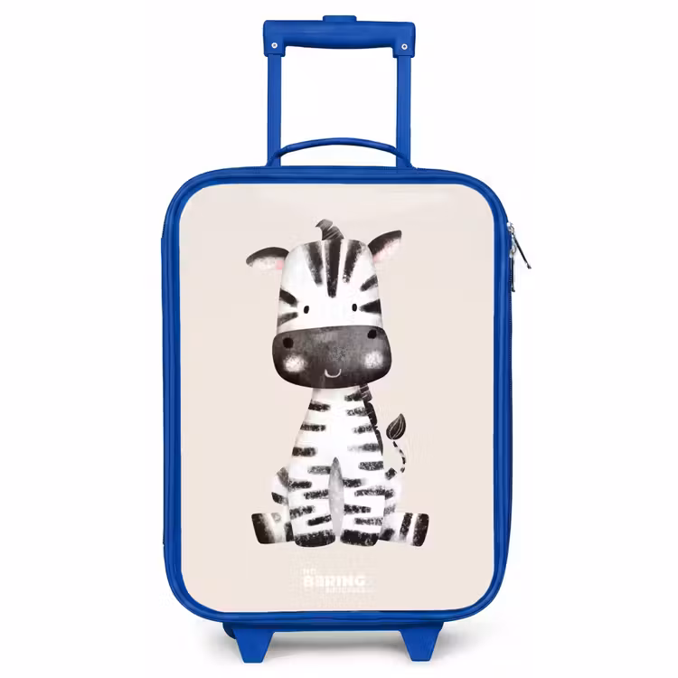 Kids’ Suitcase - Blue - Zebra portrait drawing with beige background — 1