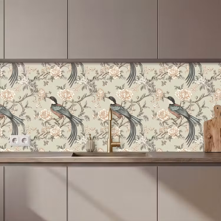 Kitchen Wall Splashback - Flower - Bird - Colorful — 1