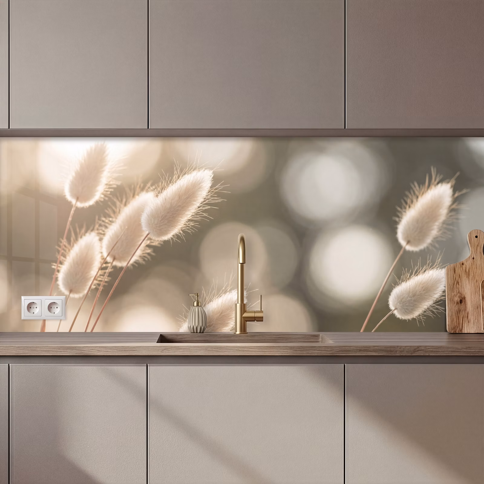 Kitchen Wall Splashback - Hazetail Grass - White - Sunlight — 1