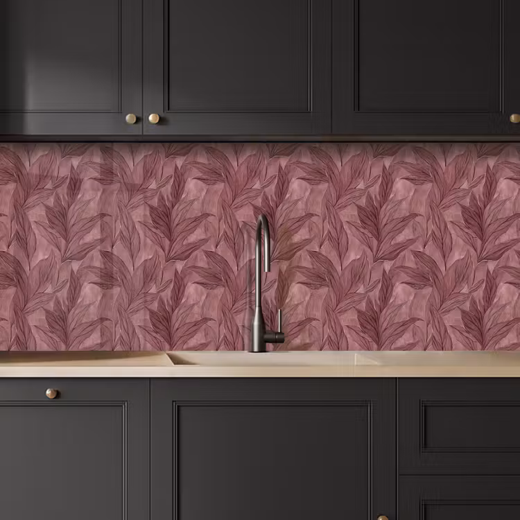 Kitchen Wall Splashback - Leaves - Pattern - Purple — 3