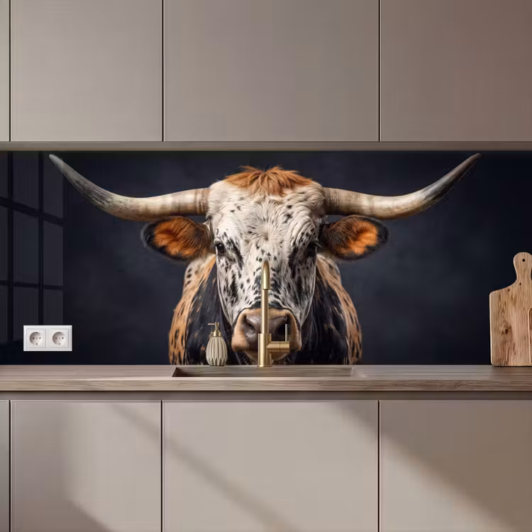 Kitchen Wall Splashback - Taurus - Colorful - Horns — 1