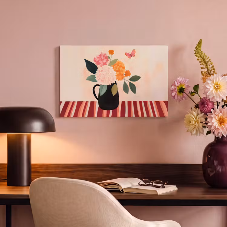 Canvas Print - Vase - Flowers - Butterfly - Red — 3