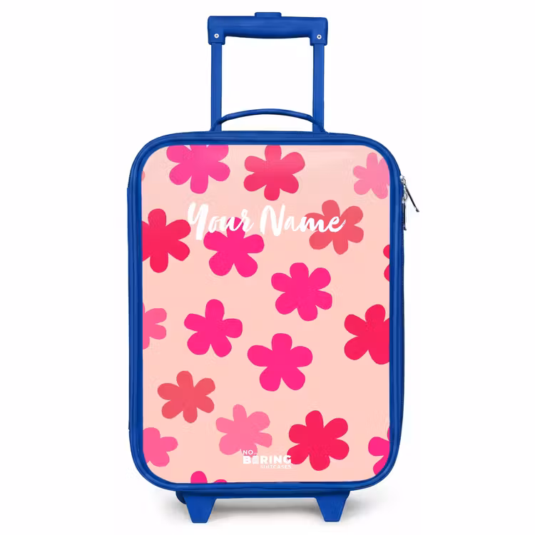 Kids’ Suitcase - Blue - Pink flowers — 1