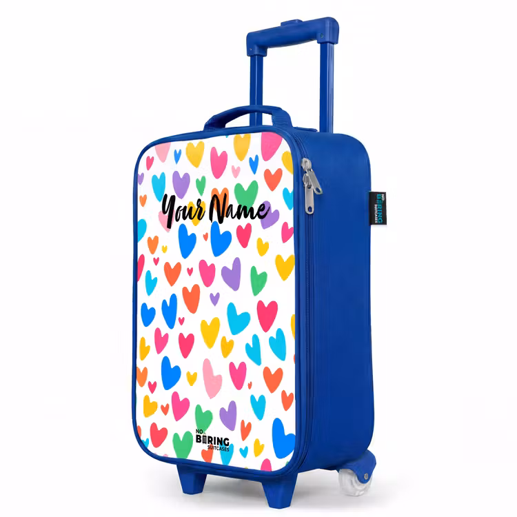 Kids’ Suitcase - Blue - Colored hearts — 3