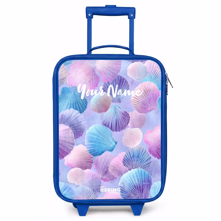 Kids’ Suitcase - Blue - Colored shells on a purple background — 1