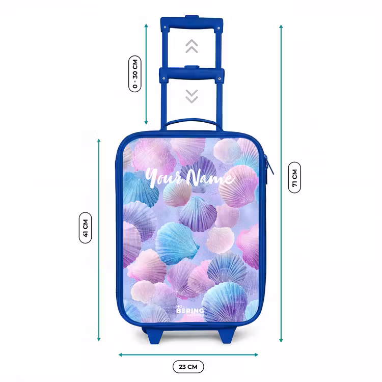 Kids’ Suitcase - Blue - Colored shells on a purple background — 8