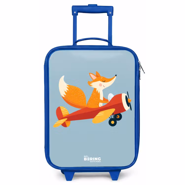 Kids’ Suitcase - Blue - Fox - Airplane - Flies — 2
