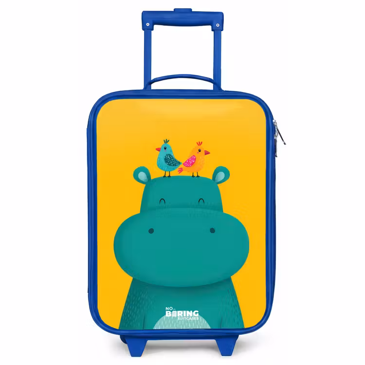 Kids’ Suitcase - Blue - Hippo - Birds - Yellow — 1