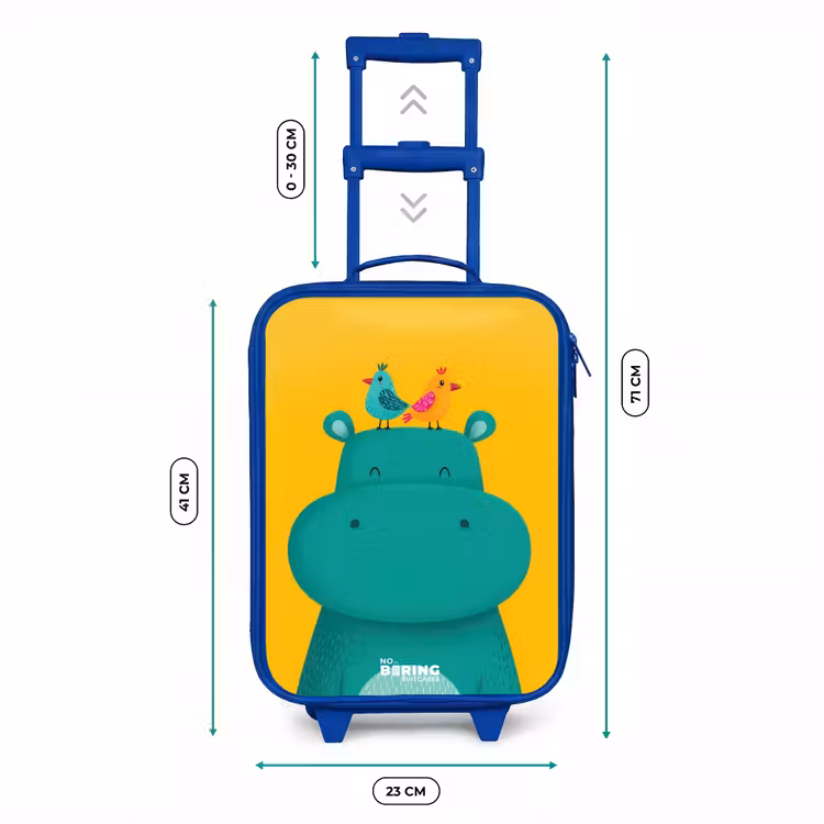 Kids’ Suitcase - Blue - Hippo - Birds - Yellow — 8