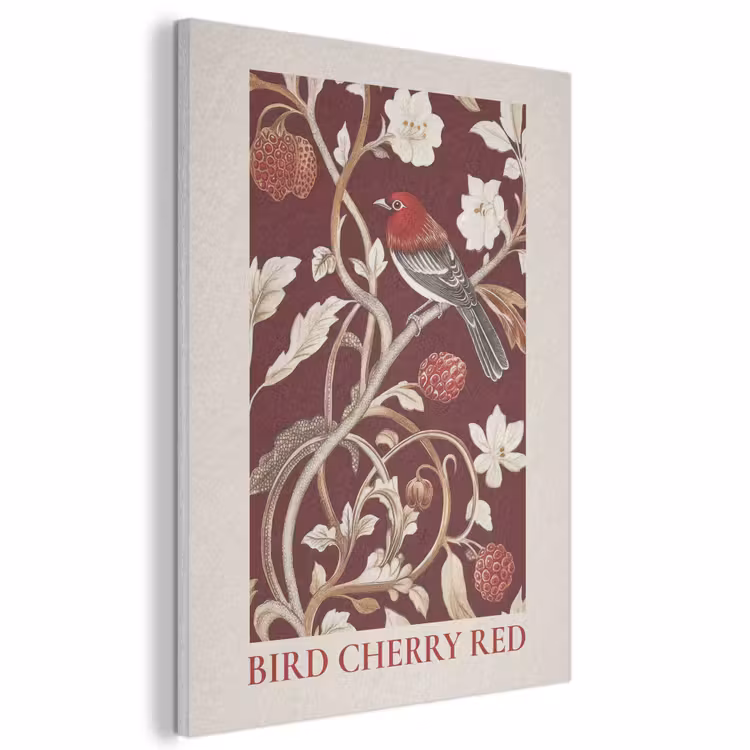 Acoustic Felt - Bird - Bordeaux - Flowers - Berries — 1