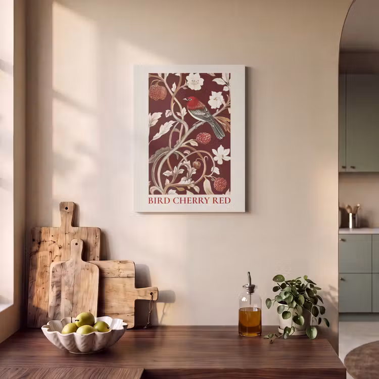 Acoustic Felt - Bird - Bordeaux - Flowers - Berries — 3