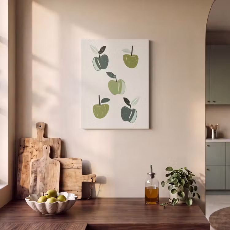 Acoustic Felt - Apples - Green - Illustration - Leaves — 3