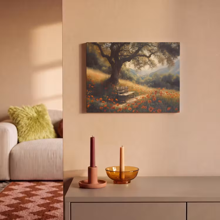 Acoustic Felt - Bench - Tree - Poppies - Hills — 2
