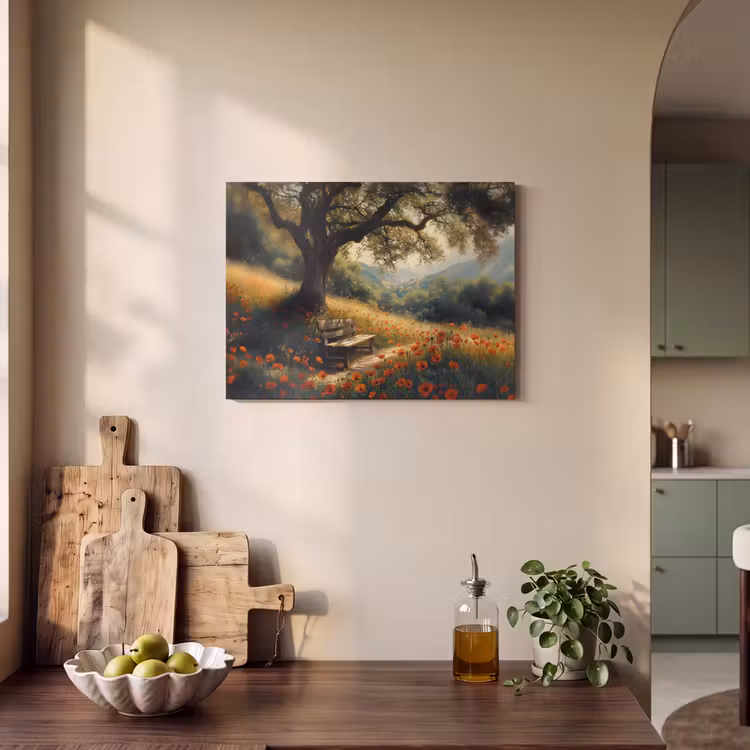 Acoustic Felt - Bench - Tree - Poppies - Hills — 3