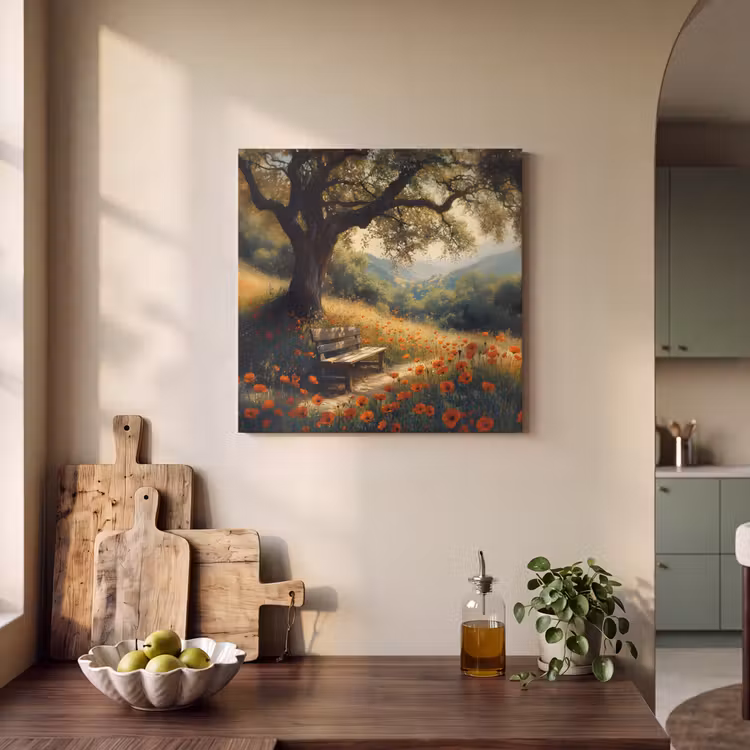 Acoustic Felt - Bench - Tree - Poppies - Hills — 3