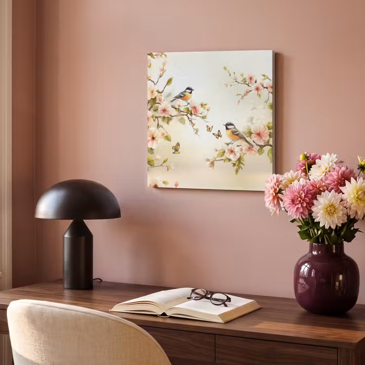 Acoustic Felt - Branches - Flowers - Birds - Pink — 4