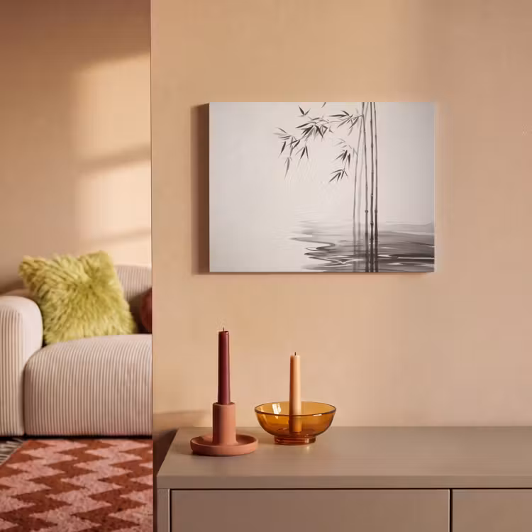 Acoustic Felt - Bamboo logs - Water - Minimalist - White — 2