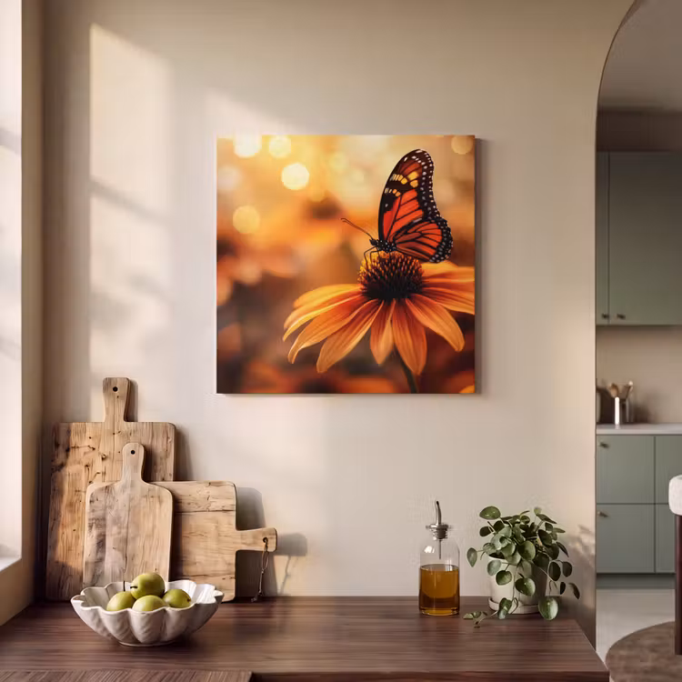 Acoustic Felt - Butterfly - Flowers - Orange — 3