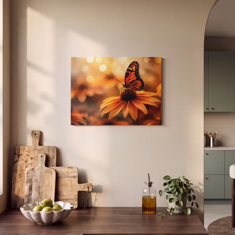 Acoustic Felt - Butterfly - Flowers - Orange — 3
