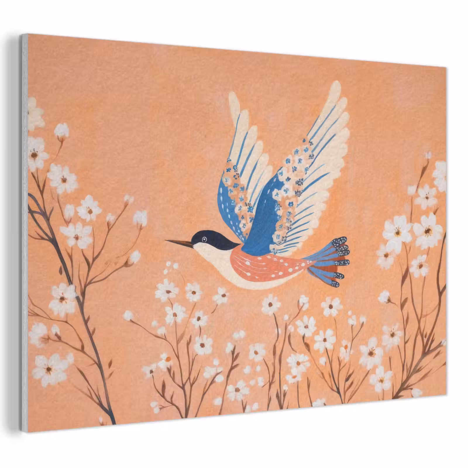 Acoustic Felt - Bird - Blossom branches - Warm - Colorful — 1