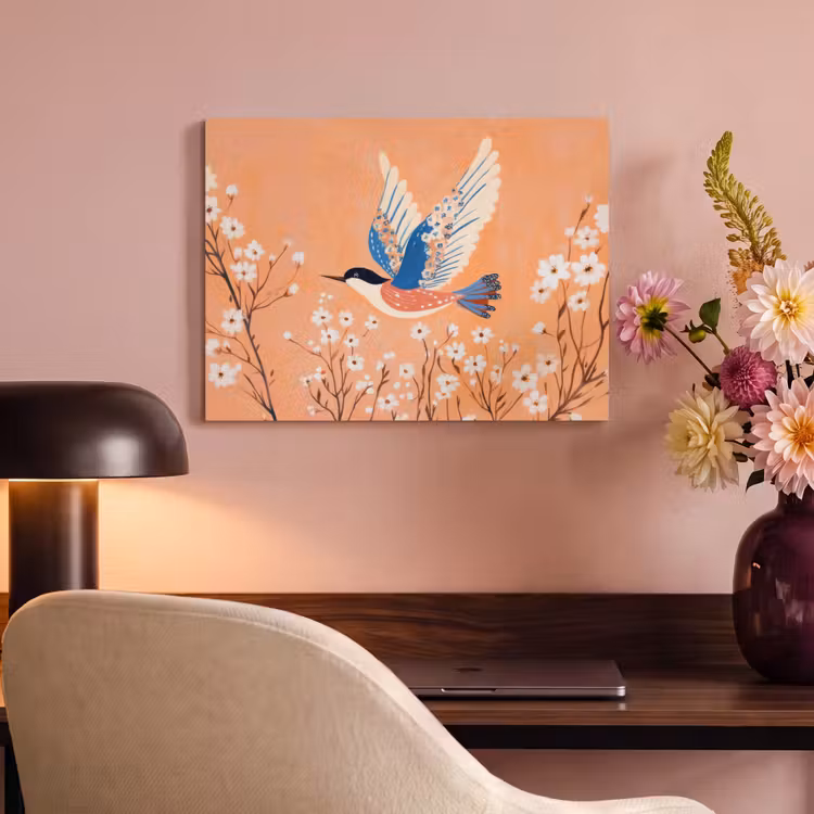Acoustic Felt - Bird - Blossom branches - Warm - Colorful — 4