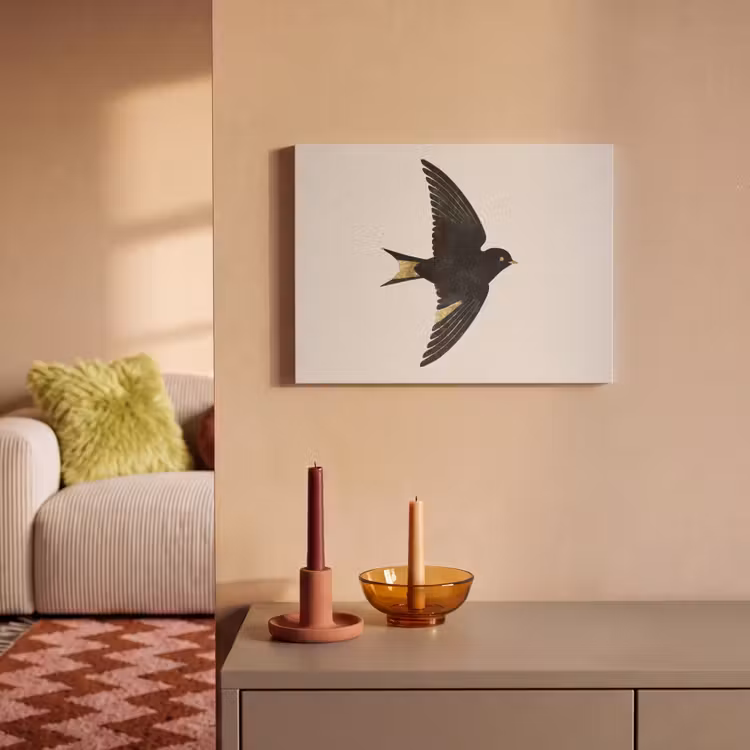 Acoustic Felt - Black swallow - Gold accents - Light background — 2