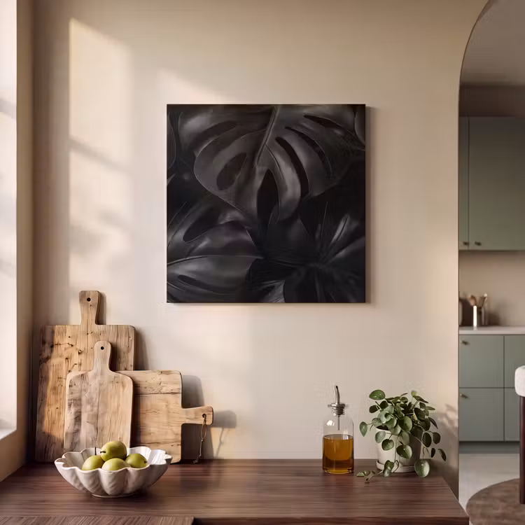 Acoustic Felt - Black - Monstera - Leaves — 3