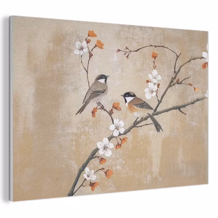 Acoustic Felt - Birds - Blossom branch - Flowers - Orange — 1