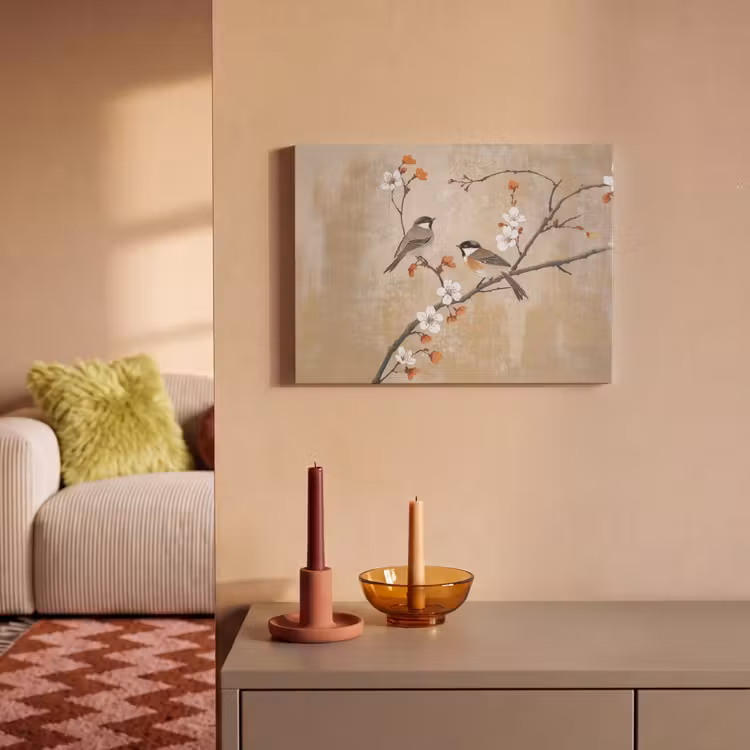 Acoustic Felt - Birds - Blossom branch - Flowers - Orange — 2