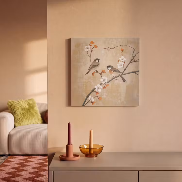 Acoustic Felt - Birds - Blossom branch - Flowers - Orange — 2