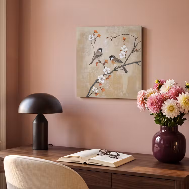 Acoustic Felt - Birds - Blossom branch - Flowers - Orange — 4
