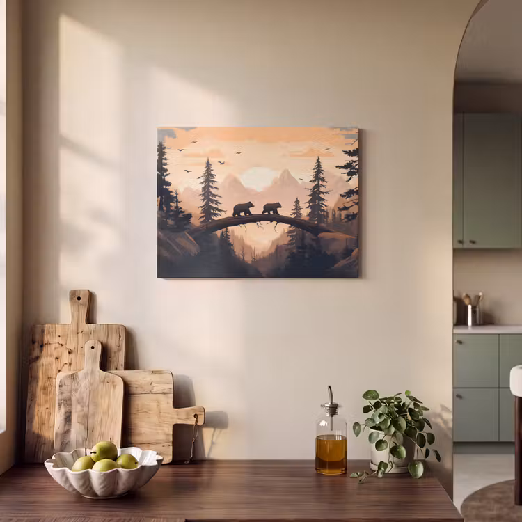 Acoustic Felt - Bears - Trees - Landscape - Sunset — 3