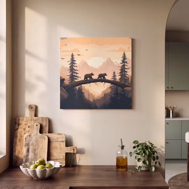 Acoustic Felt - Bears - Trees - Landscape - Sunset — 3