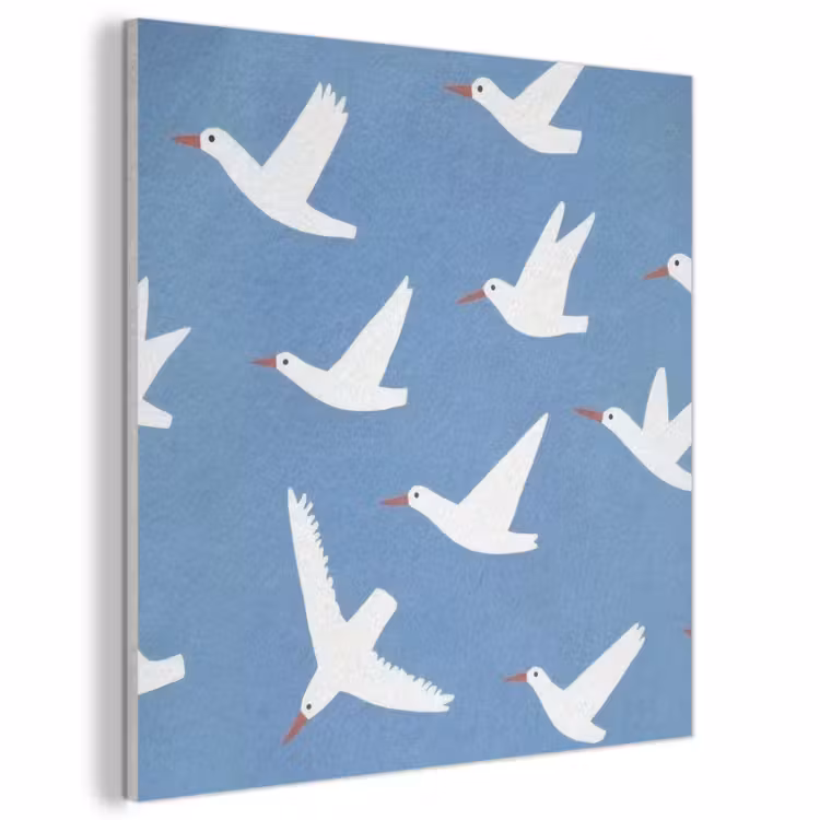 Acoustic Felt - Birds - White - Pattern — 1