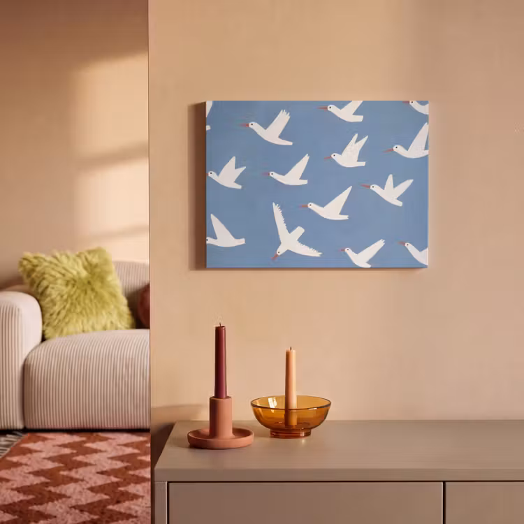 Acoustic Felt - Birds - White - Pattern — 2