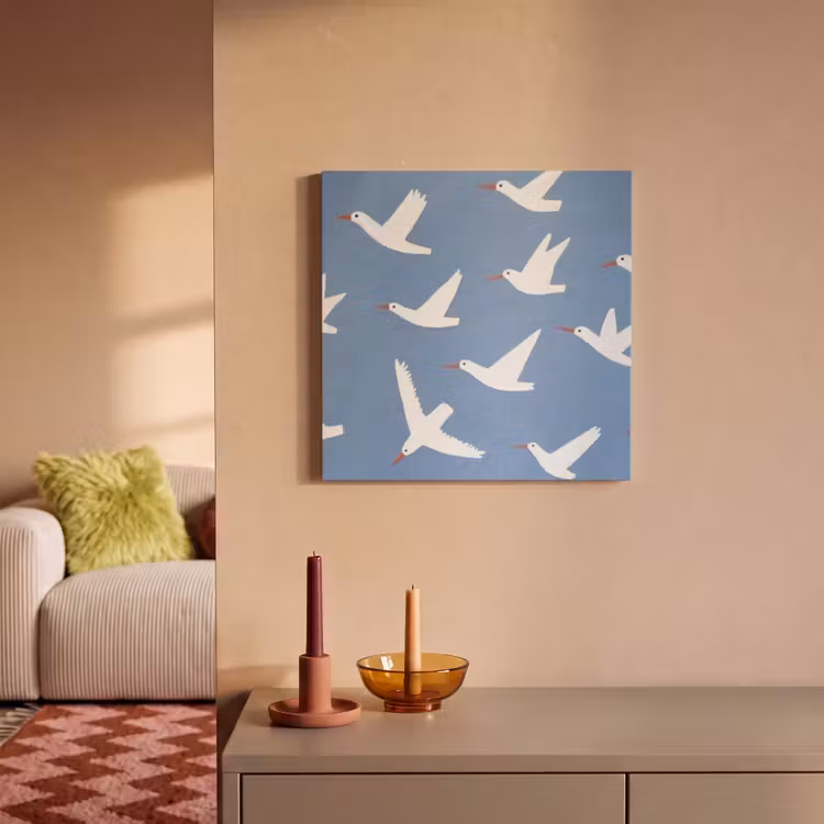 Acoustic Felt - Birds - White - Pattern — 2