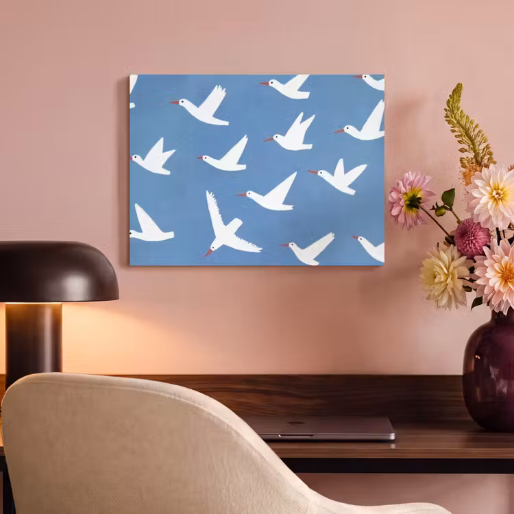 Acoustic Felt - Birds - White - Pattern — 4