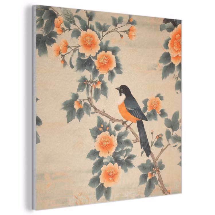 Acoustic Felt - Bird - Branch - Flowers - Orange — 1