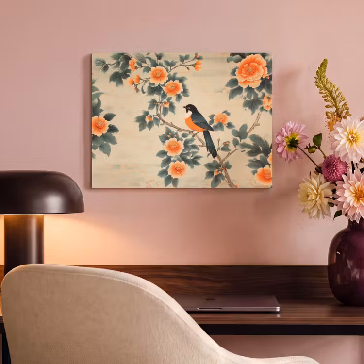 Acoustic Felt - Bird - Branch - Flowers - Orange — 4