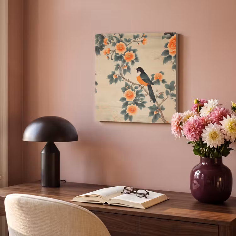 Acoustic Felt - Bird - Branch - Flowers - Orange — 4